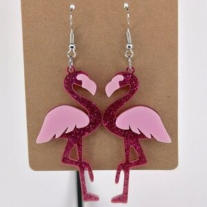 Flamingo Design Dangle Earrings Beach Summer Fun